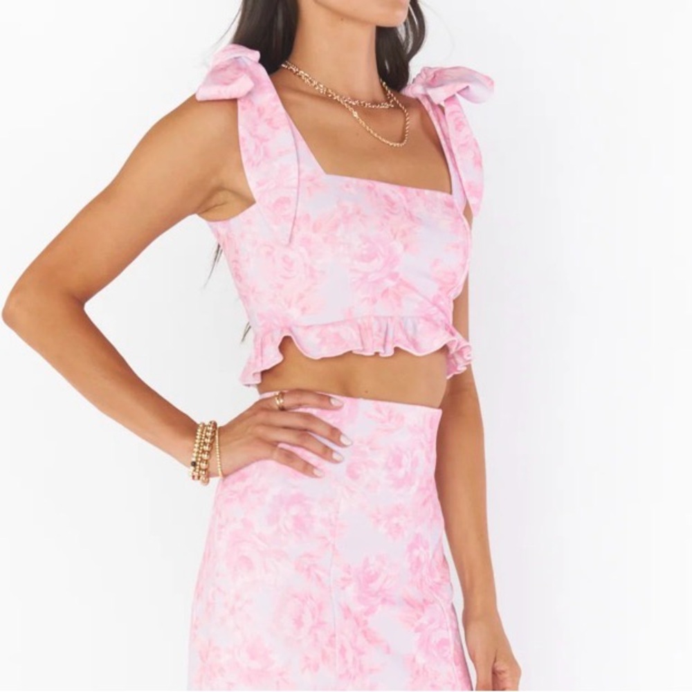 NWT Show Me Your MuMu Women’s Flower Dutchess Ruffle Floral Top Crop Size Small